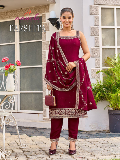 Farshita Aanchi Vichitra Silk Readymade Pant Style Suits Exporter Ahmedabad