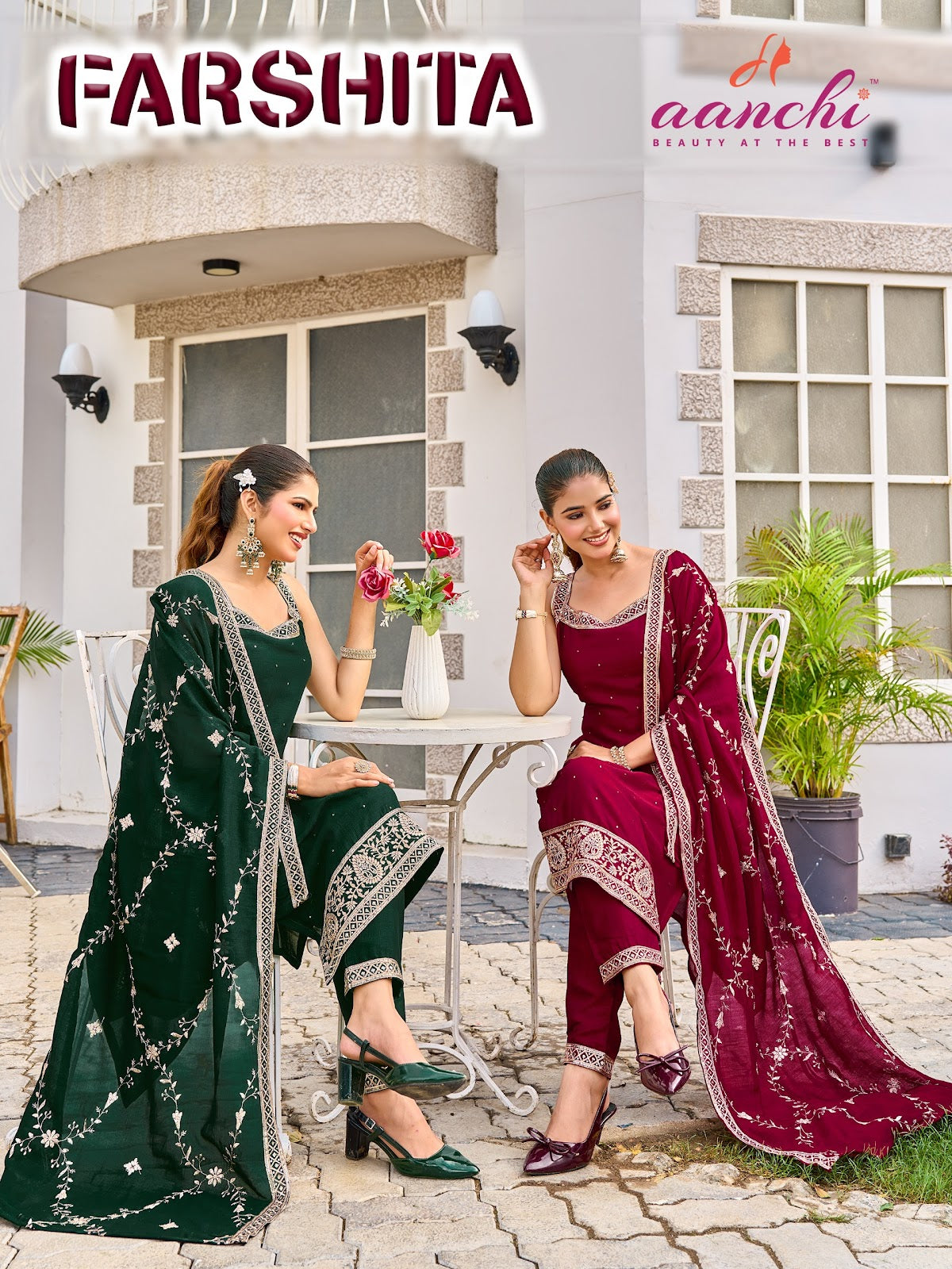 Farshita Aanchi Vichitra Silk Readymade Pant Style Suits Exporter Ahmedabad