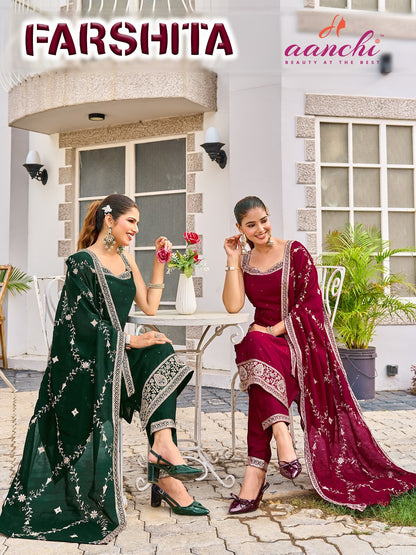 Farshita Aanchi Vichitra Silk Readymade Pant Style Suits Exporter Ahmedabad