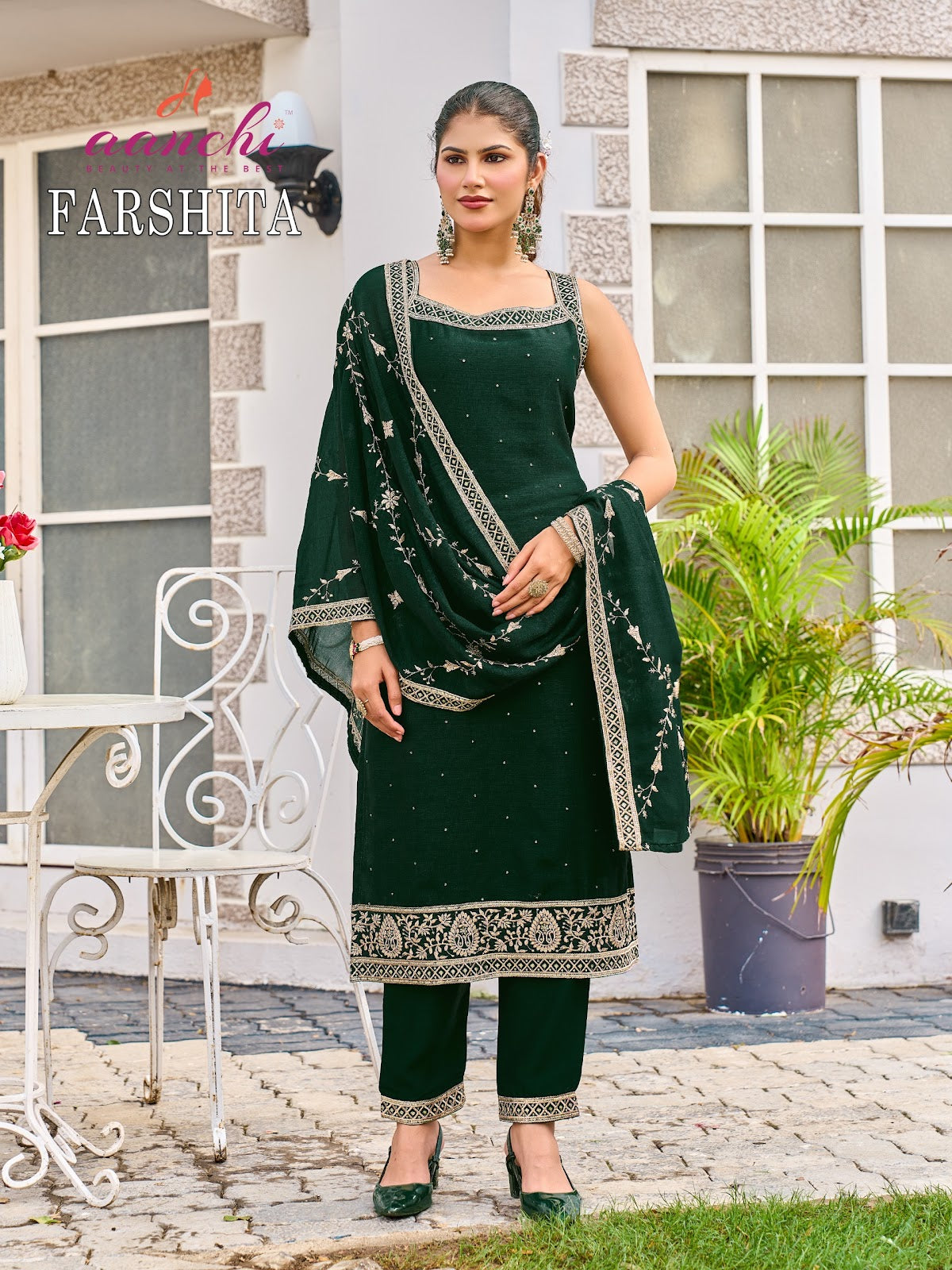 Farshita Aanchi Vichitra Silk Readymade Pant Style Suits Exporter Ahmedabad
