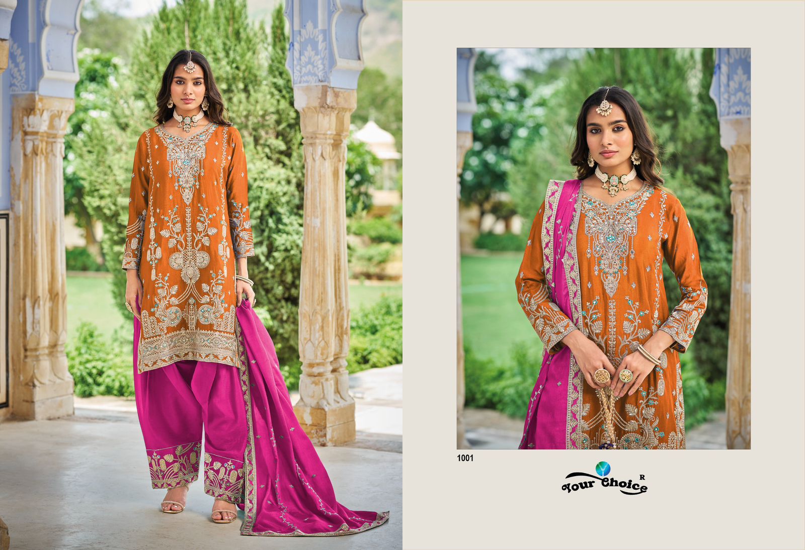 Farsi Style 1 Your Choice Heavy Chinnon Pakistani Readymade Suits Exporter Gujarat