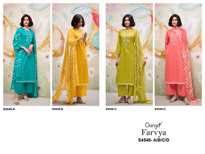 Farvya 4549 Ganga Cotton Satin Plazzo Style Suits Wholesale Price