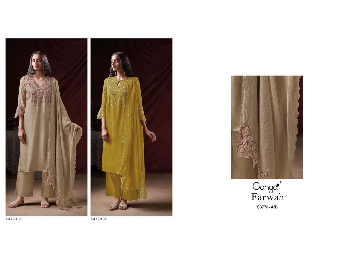 Farwah 3778 Ganga Pure Organza Plazzo Style Suits Wholesale Price