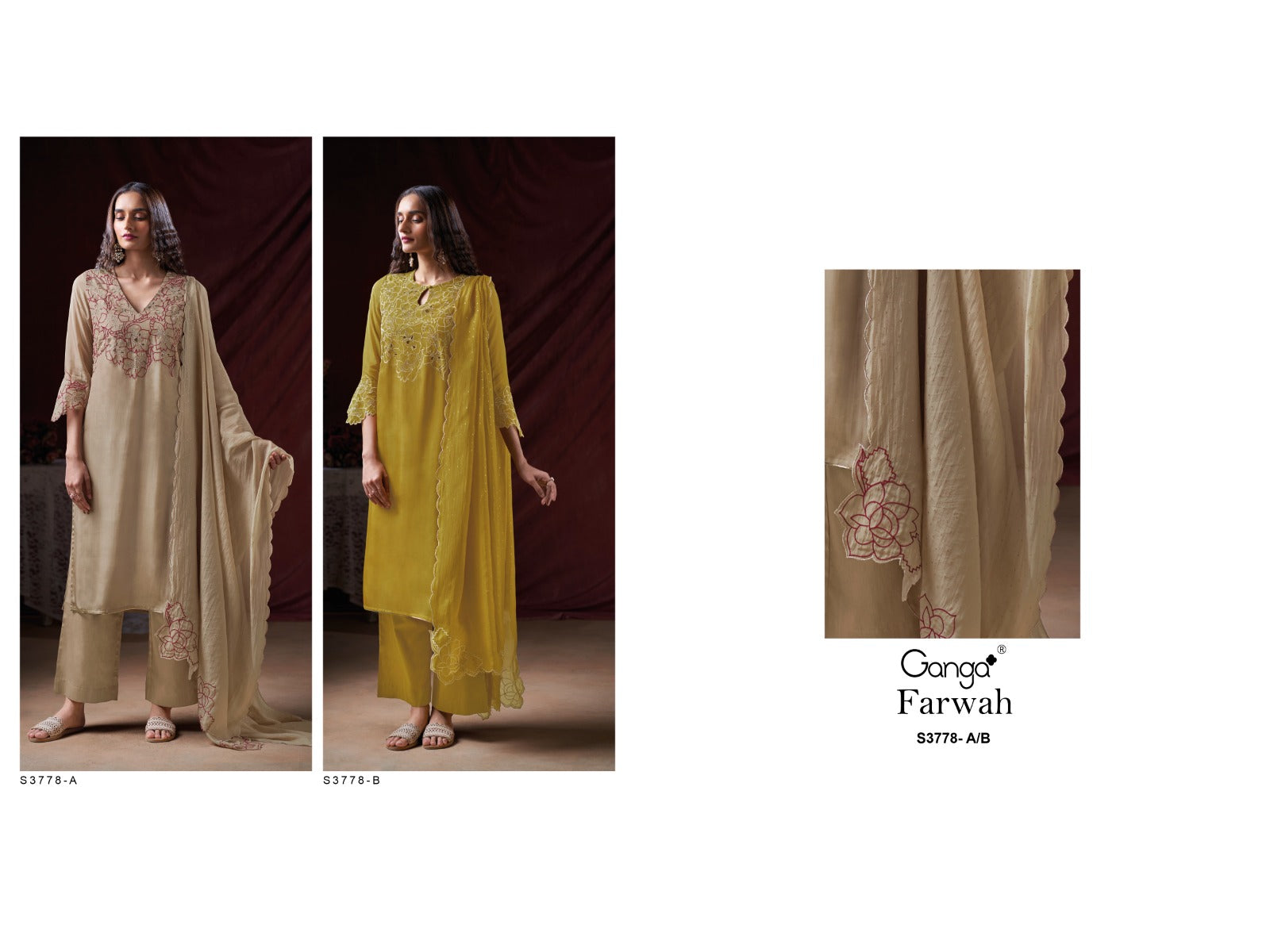 Farwah 3778 Ganga Pure Organza Plazzo Style Suits Wholesale Price