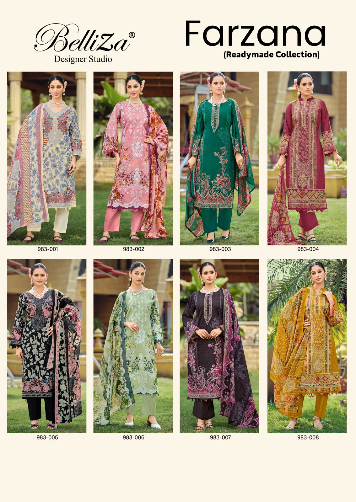 Farzana Belliza Designer Studio Cotton Karachi Readymade Suits Wholesale Price