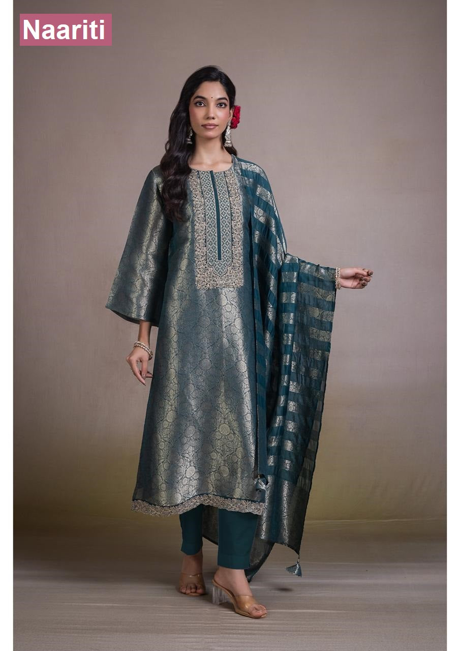 Farzoo 2841 Naariti Silk Jacquard Pant Style Suits Wholesaler India