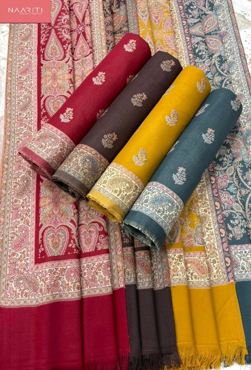 Fasaam Naariti Woven Jacquard Pashmina Suits Wholesale Rate