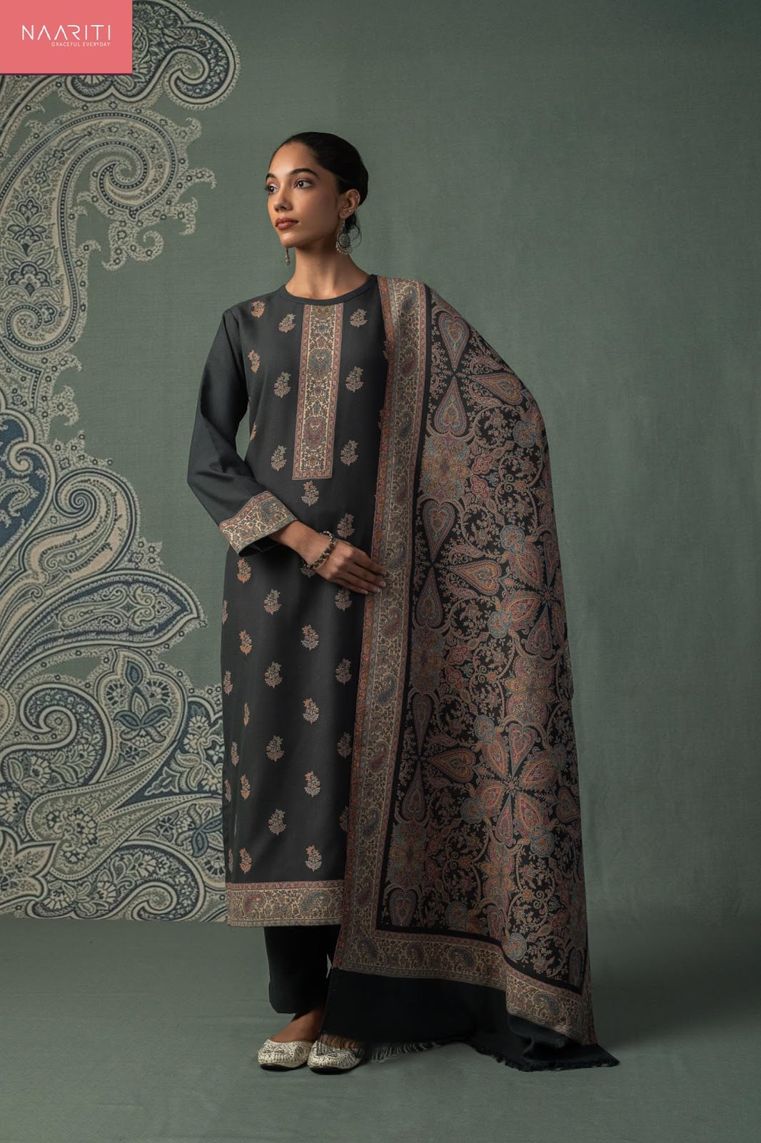 Fasaam Naariti Woven Jacquard Pashmina Suits Wholesale Rate