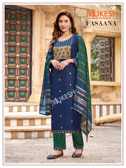 Fasaana Mukesh Banwery Rayon 14Kg Readymade Pant Style Suits Exporter Ahmedabad