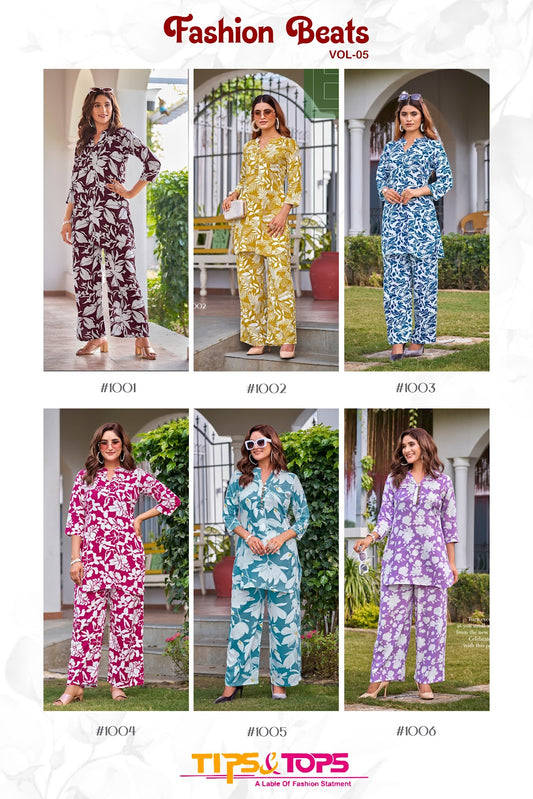 Fashion Beats Vol 5 Tips Tops Heavy Rayon Co Ord Set Manufacturer Gujarat