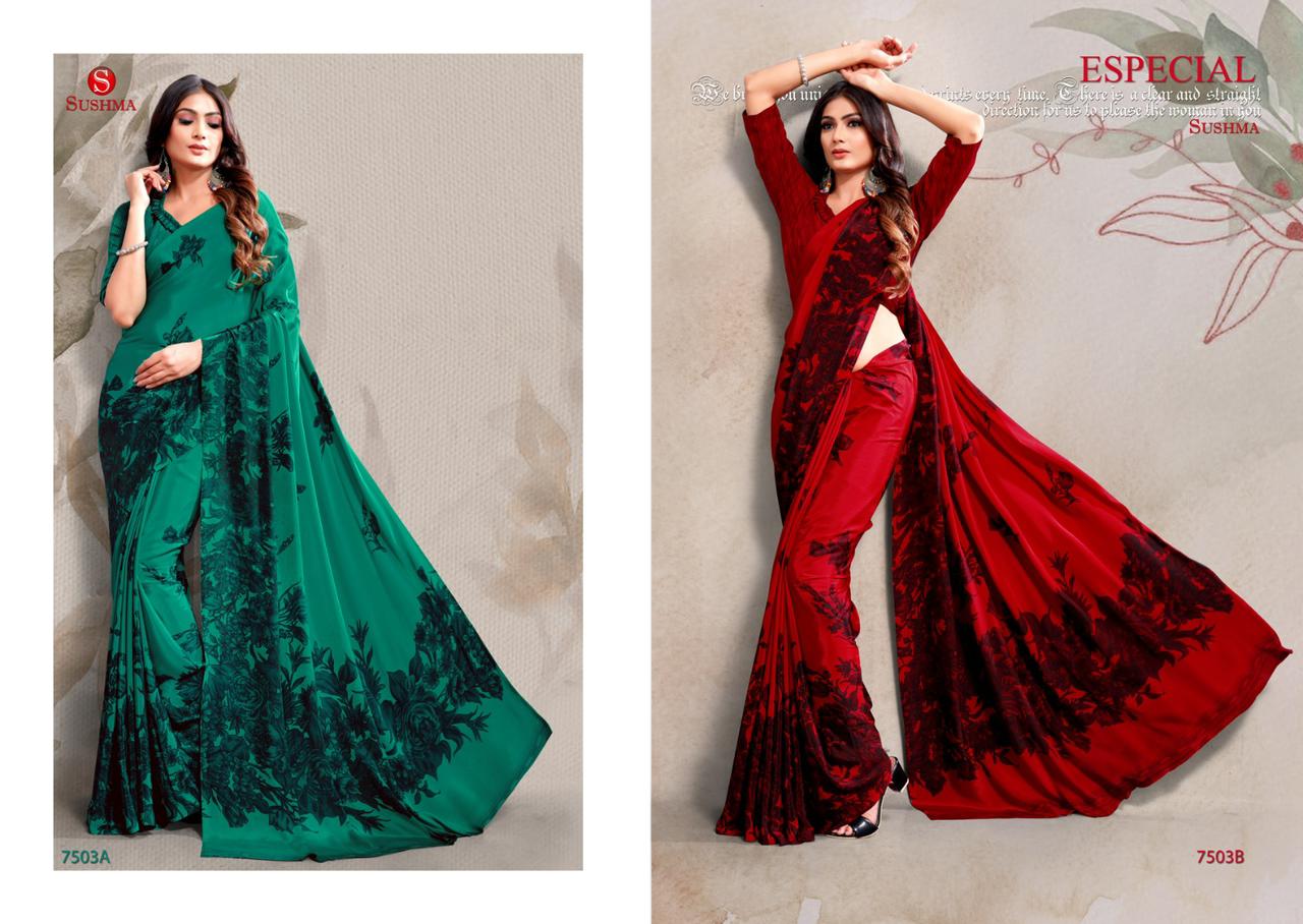 Fashion Era Sushma Crape Sarees Exporter Ahmedabad