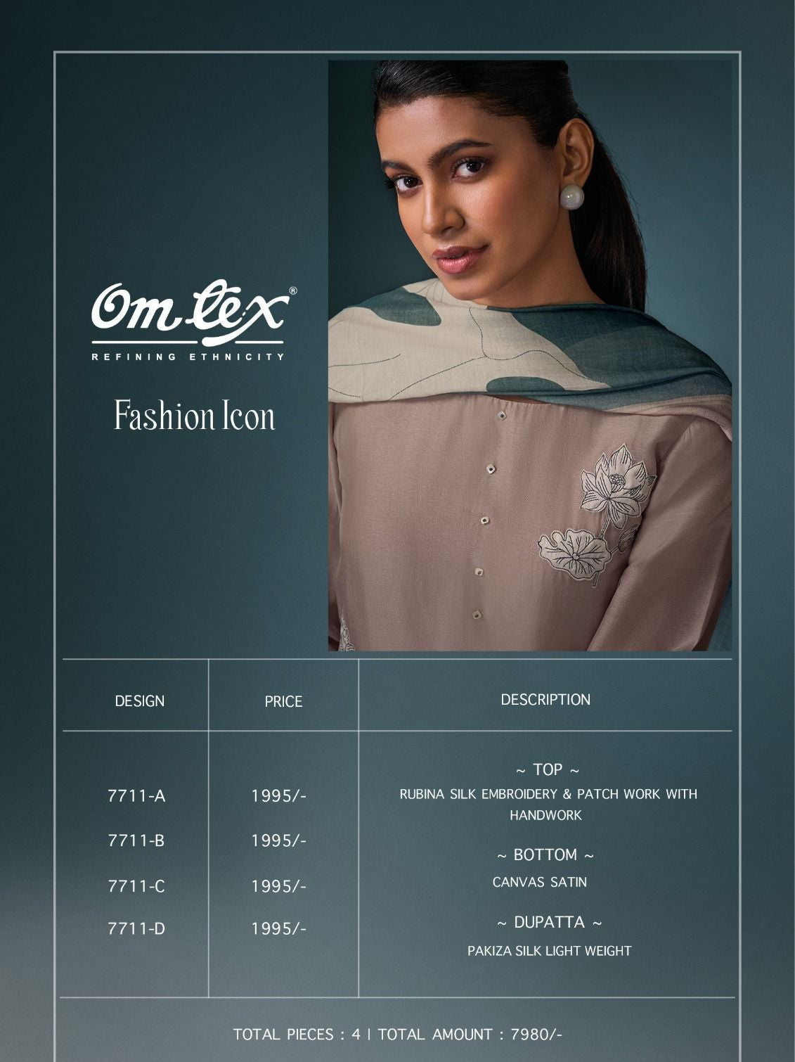Fashion Icon Omtex Silk Pant Style Suits Supplier