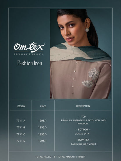 Fashion Icon Omtex Silk Pant Style Suits Supplier