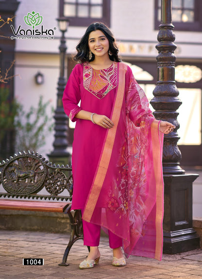 Fashion Kasturi Vol 1 Vaniska Vetican Silk Readymade Pant Style Suits Wholesale