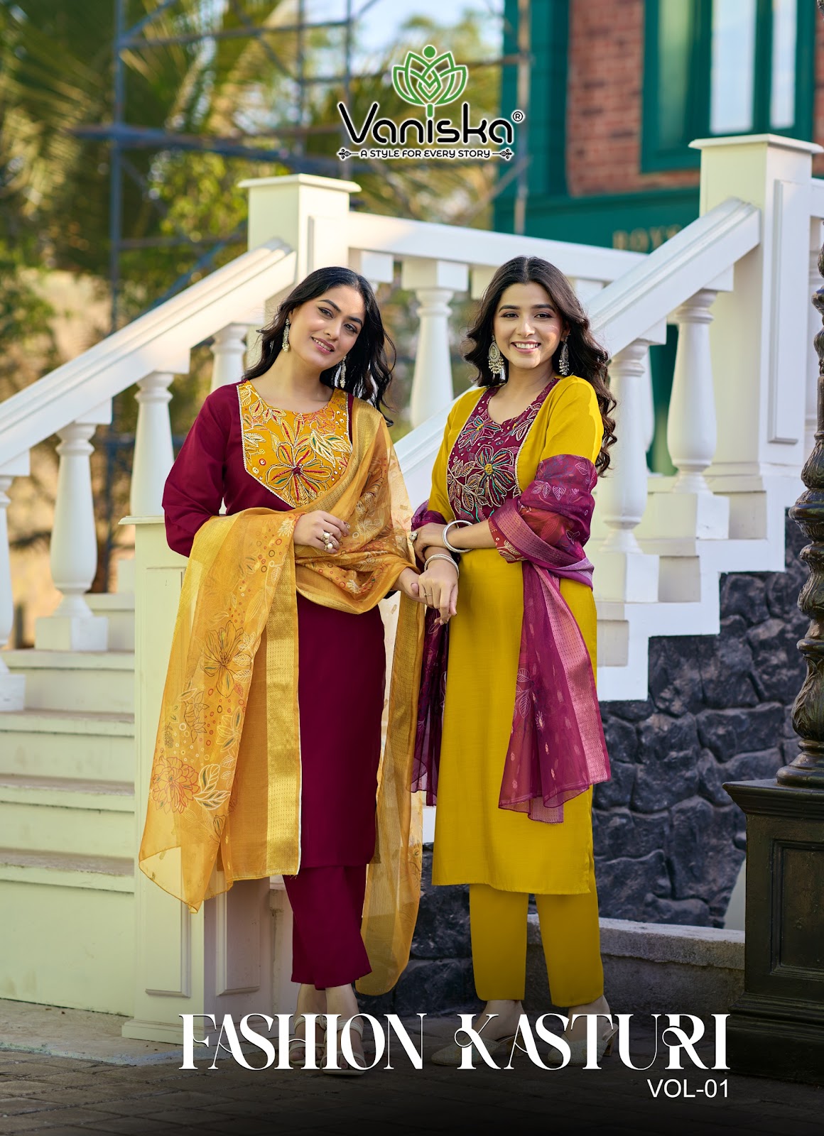 Fashion Kasturi Vol 1 Vaniska Vetican Silk Readymade Pant Style Suits Wholesale