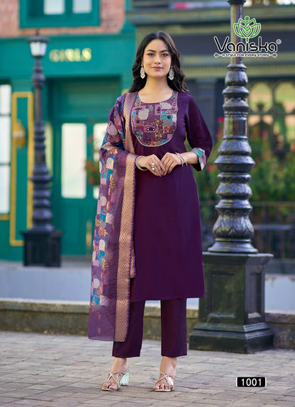 Fashion Kasturi Vol 1 Vaniska Vetican Silk Readymade Pant Style Suits Wholesale