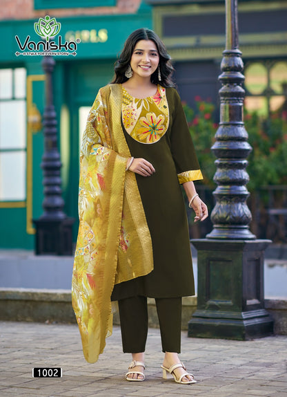 Fashion Kasturi Vol 1 Vaniska Vetican Silk Readymade Pant Style Suits Wholesale