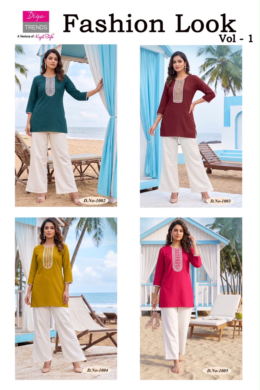Fashion Look Vol 1 Diya Trends Dhabu Cotton Kurti Plazzo Set Wholesaler India