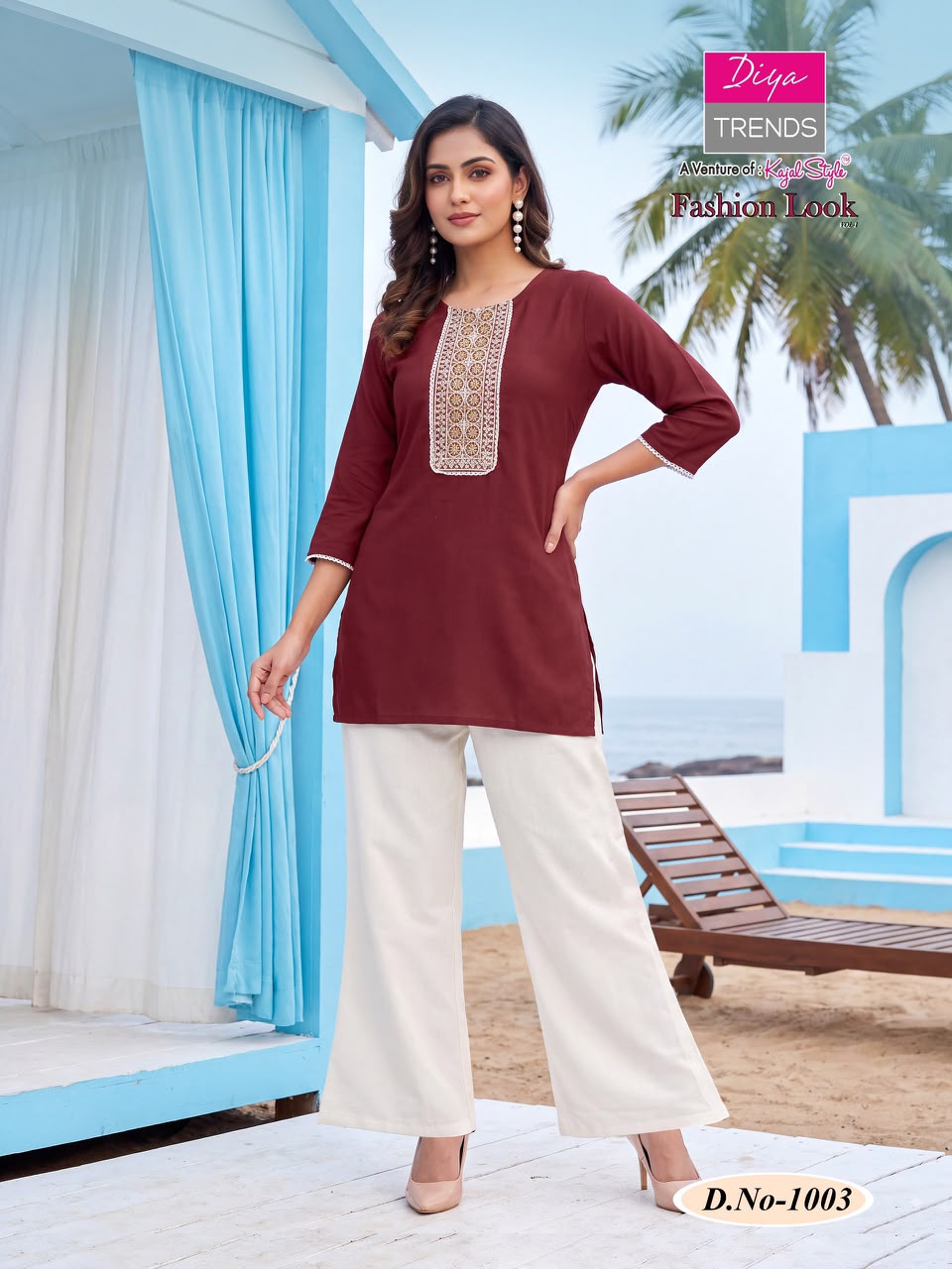 Fashion Look Vol 1 Diya Trends Dhabu Cotton Kurti Plazzo Set Wholesaler India