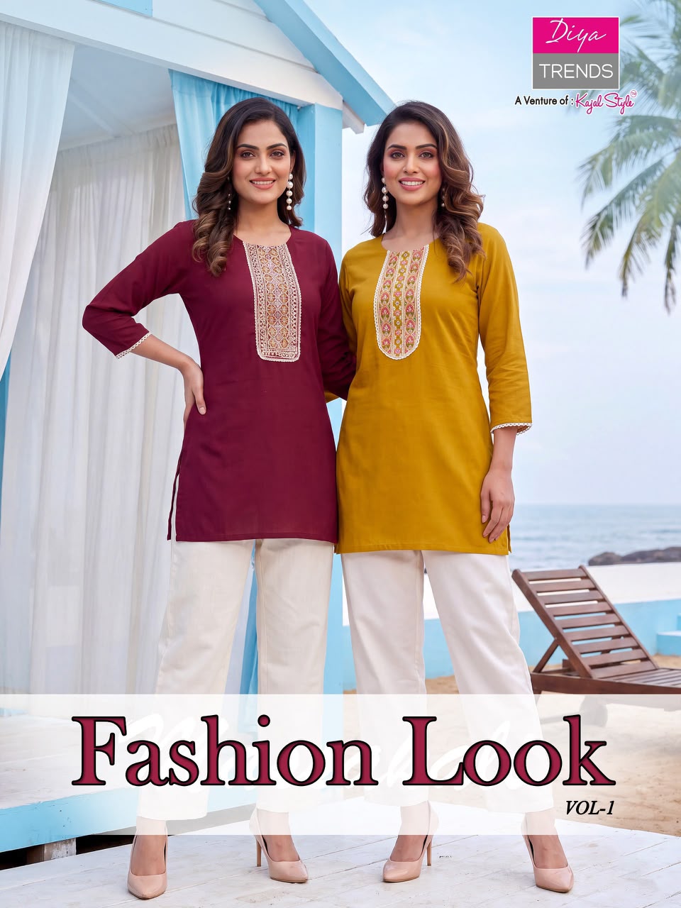 Fashion Look Vol 1 Diya Trends Dhabu Cotton Kurti Plazzo Set Wholesaler India