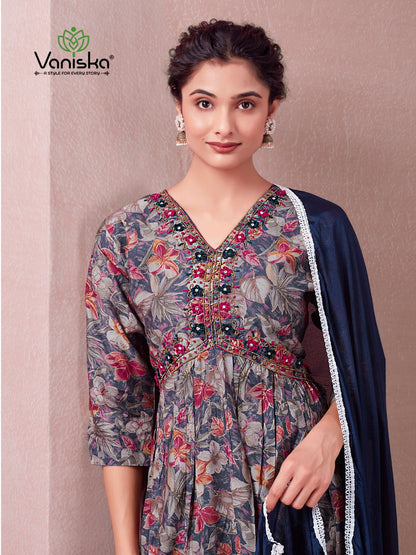 Fashion Rani Vaniska Colour Pix Modal Chanderi Readymade Anarkali Suits Supplier Gujarat