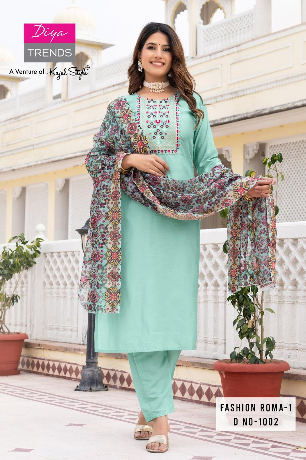 Fashion Roma Diya Trends Roman Silk Readymade Pant Style Suits Wholesaler Ahmedabad