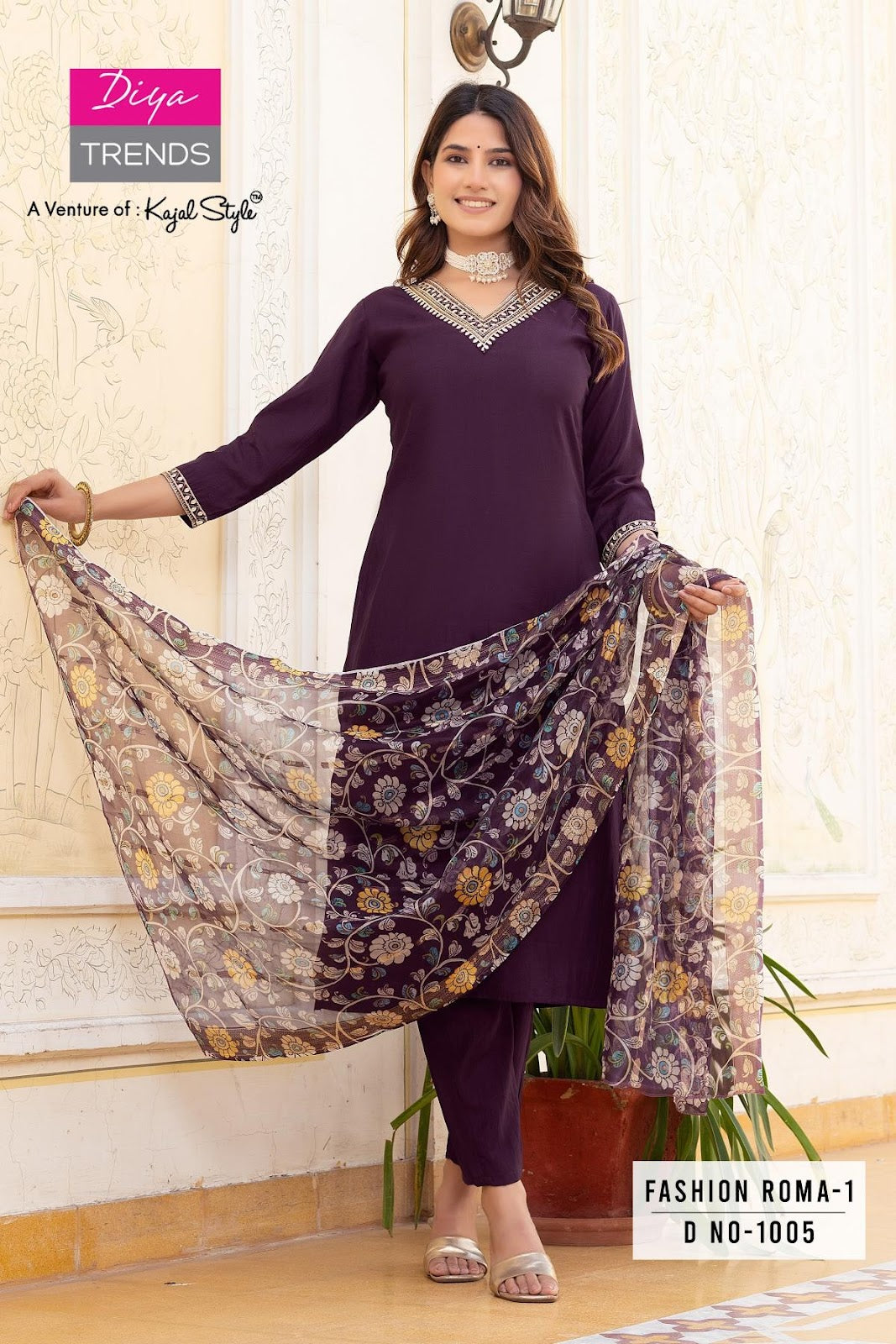 Fashion Roma Diya Trends Roman Silk Readymade Pant Style Suits Wholesaler Ahmedabad