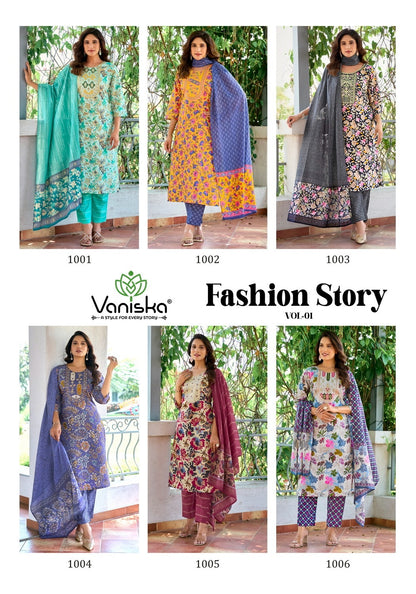 Fashion Story Vol 1 Vaniska Viscose Readymade Pant Style Suits Manufacturer India