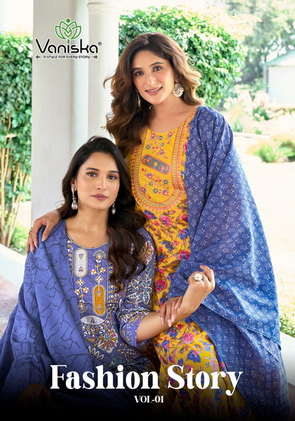 Fashion Story Vol 1 Vaniska Viscose Readymade Pant Style Suits Manufacturer India