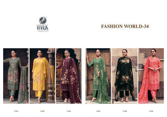 Fashion World- 34 Vivek Viscose Georgette Pant Style Suits Supplier Gujarat
