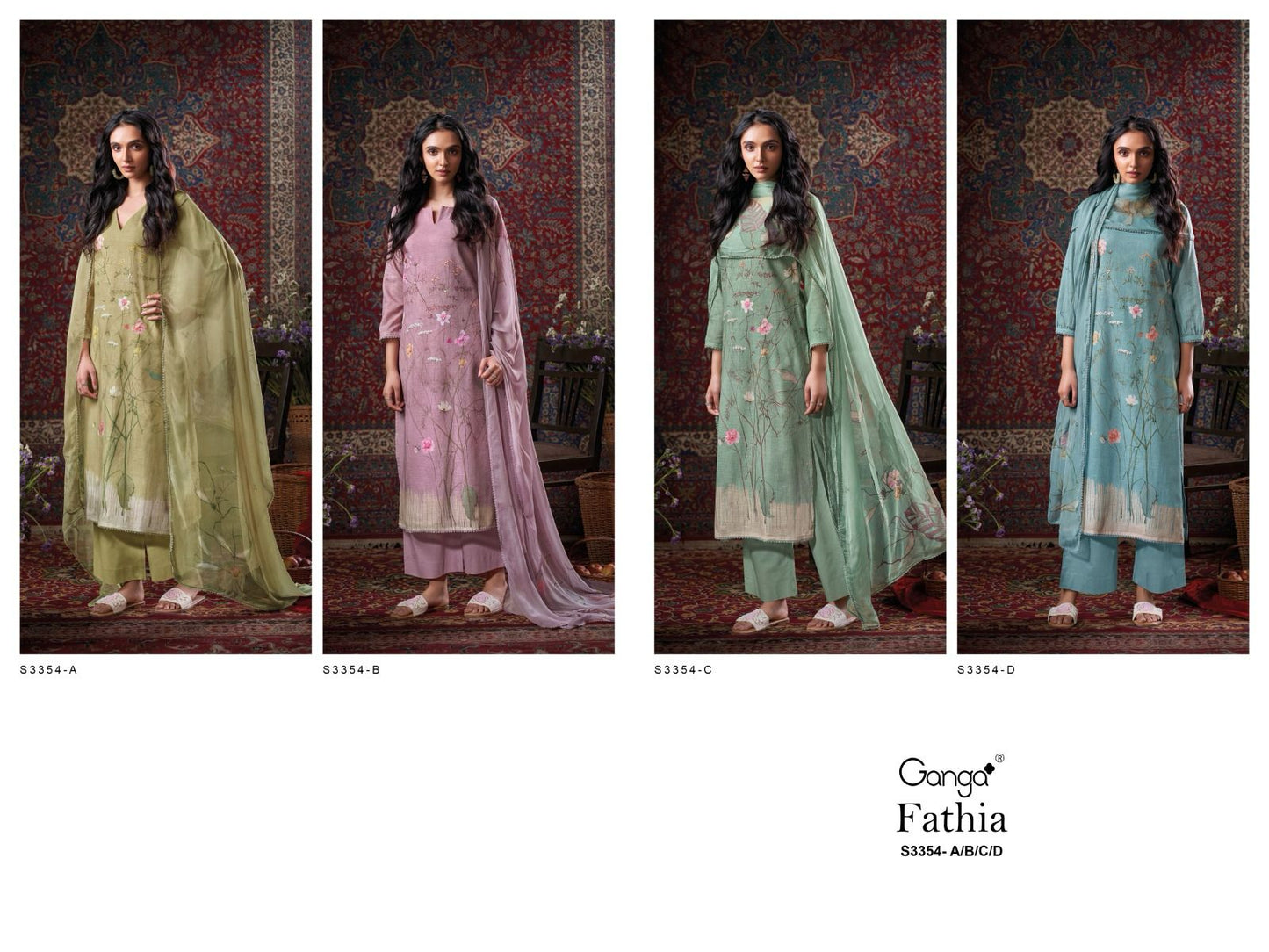 Fathia 3354 Ganga Premium Cotton Plazzo Style Suits Wholesaler
