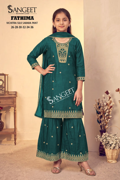 Fathima Sangeet Vichitra Silk Readymade Girls Sharara Suits Supplier