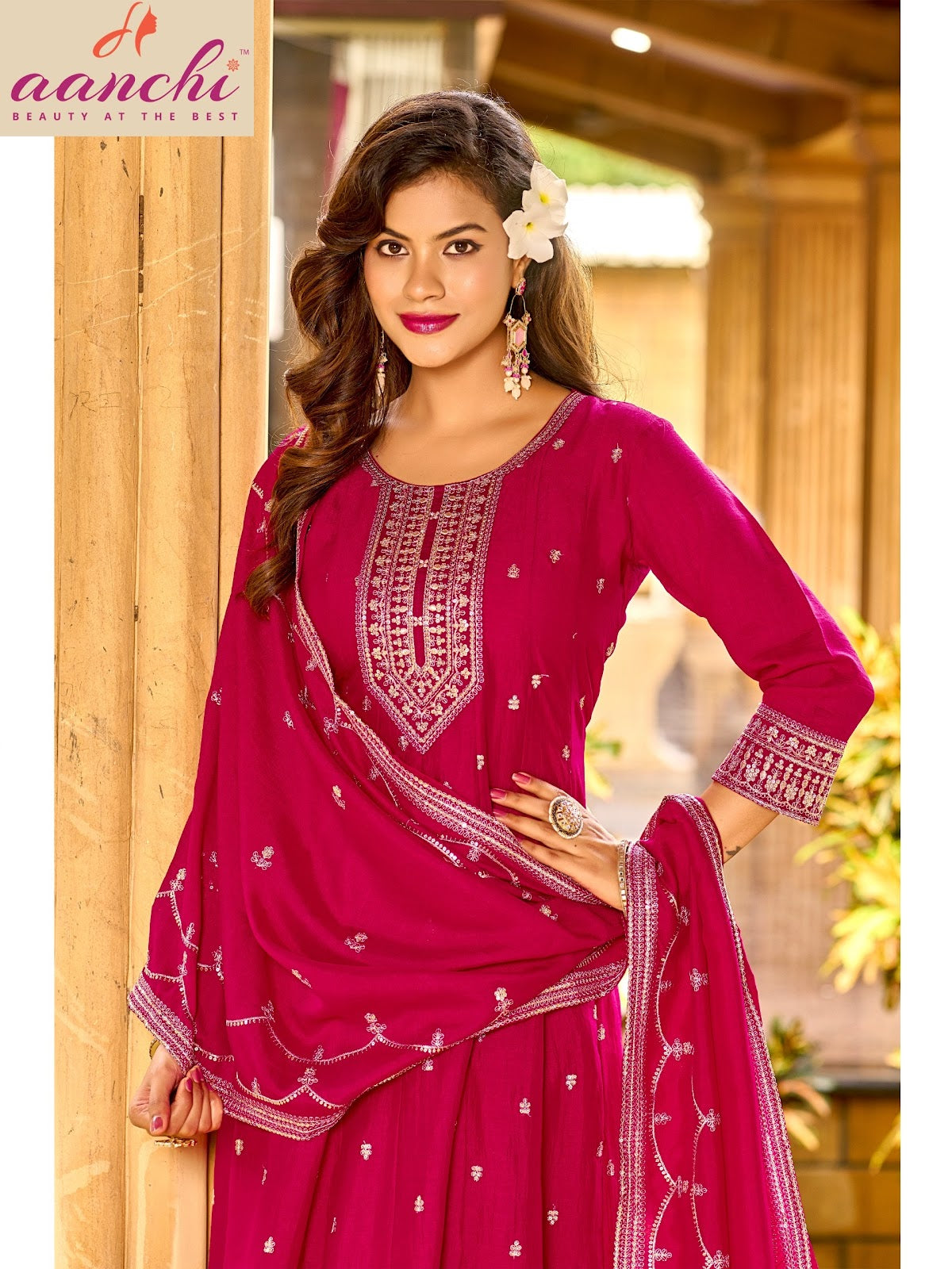 Fatima Aanchi Vichitra Silk Readymade Anarkali Suits Manufacturer Ahmedabad