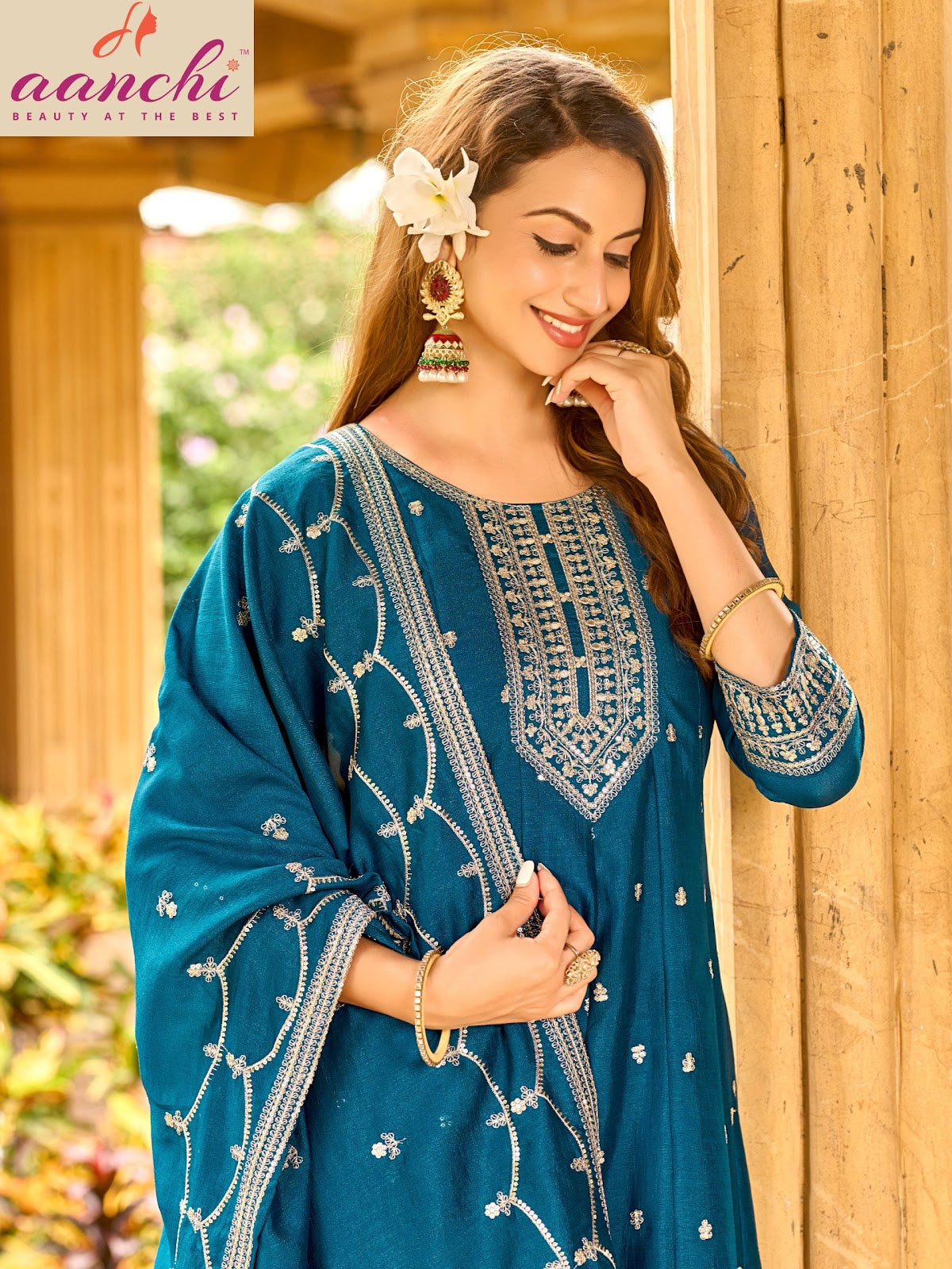 Fatima Aanchi Vichitra Silk Readymade Anarkali Suits Manufacturer Ahmedabad