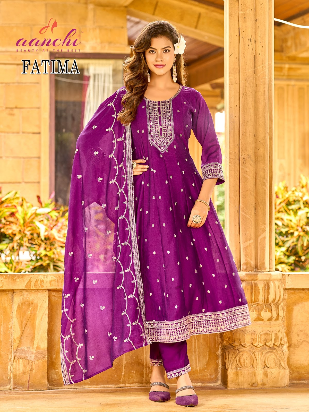 Fatima Aanchi Vichitra Silk Readymade Anarkali Suits Manufacturer Ahmedabad
