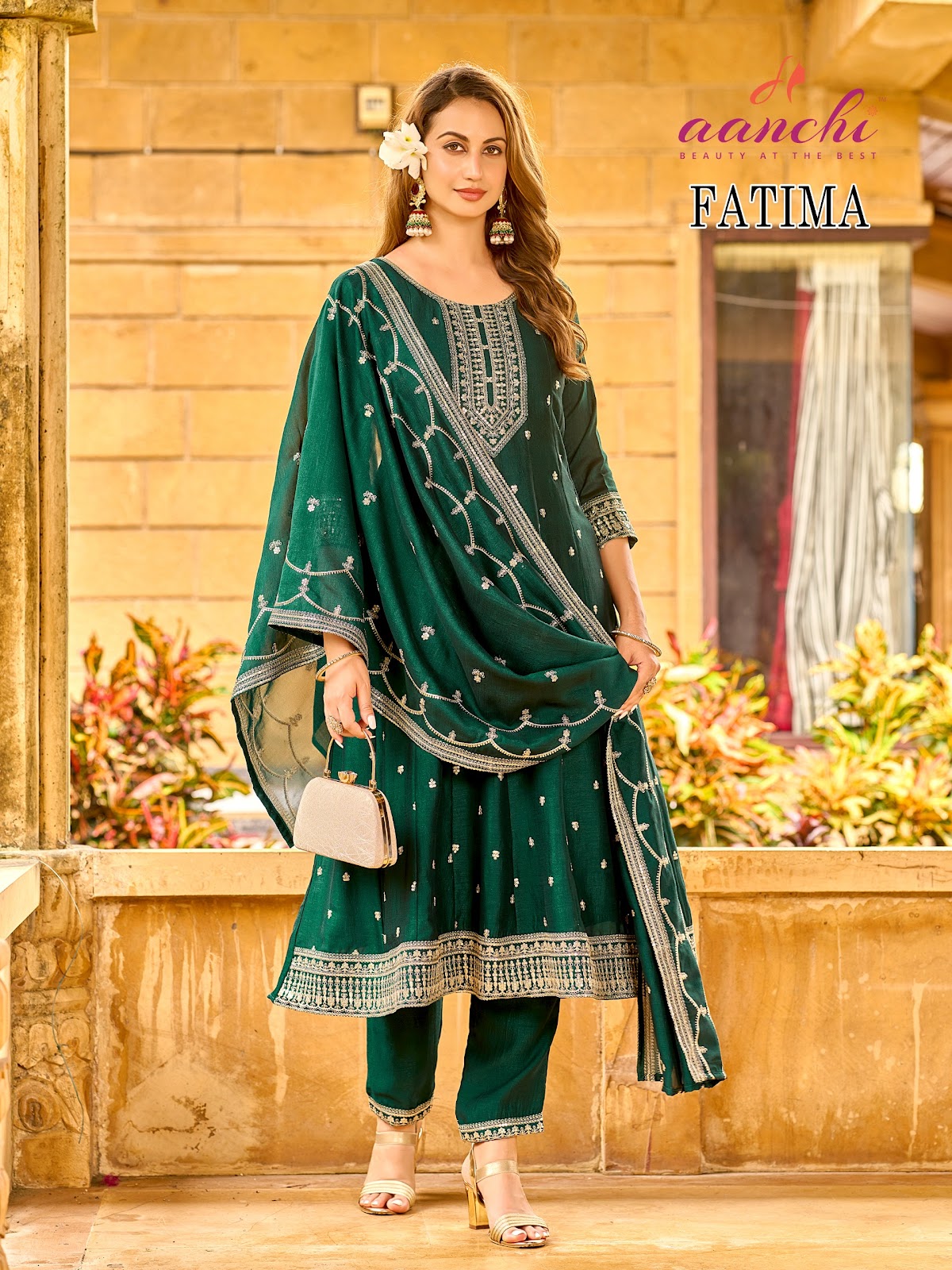 Fatima Aanchi Vichitra Silk Readymade Anarkali Suits Manufacturer Ahmedabad