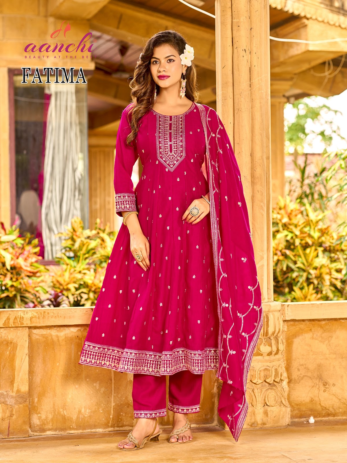 Fatima Aanchi Vichitra Silk Readymade Anarkali Suits Manufacturer Ahmedabad