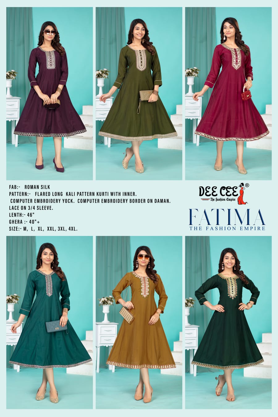 Fatima Deecee Roman Silk Anarkali Kurtis Wholesaler Gujarat