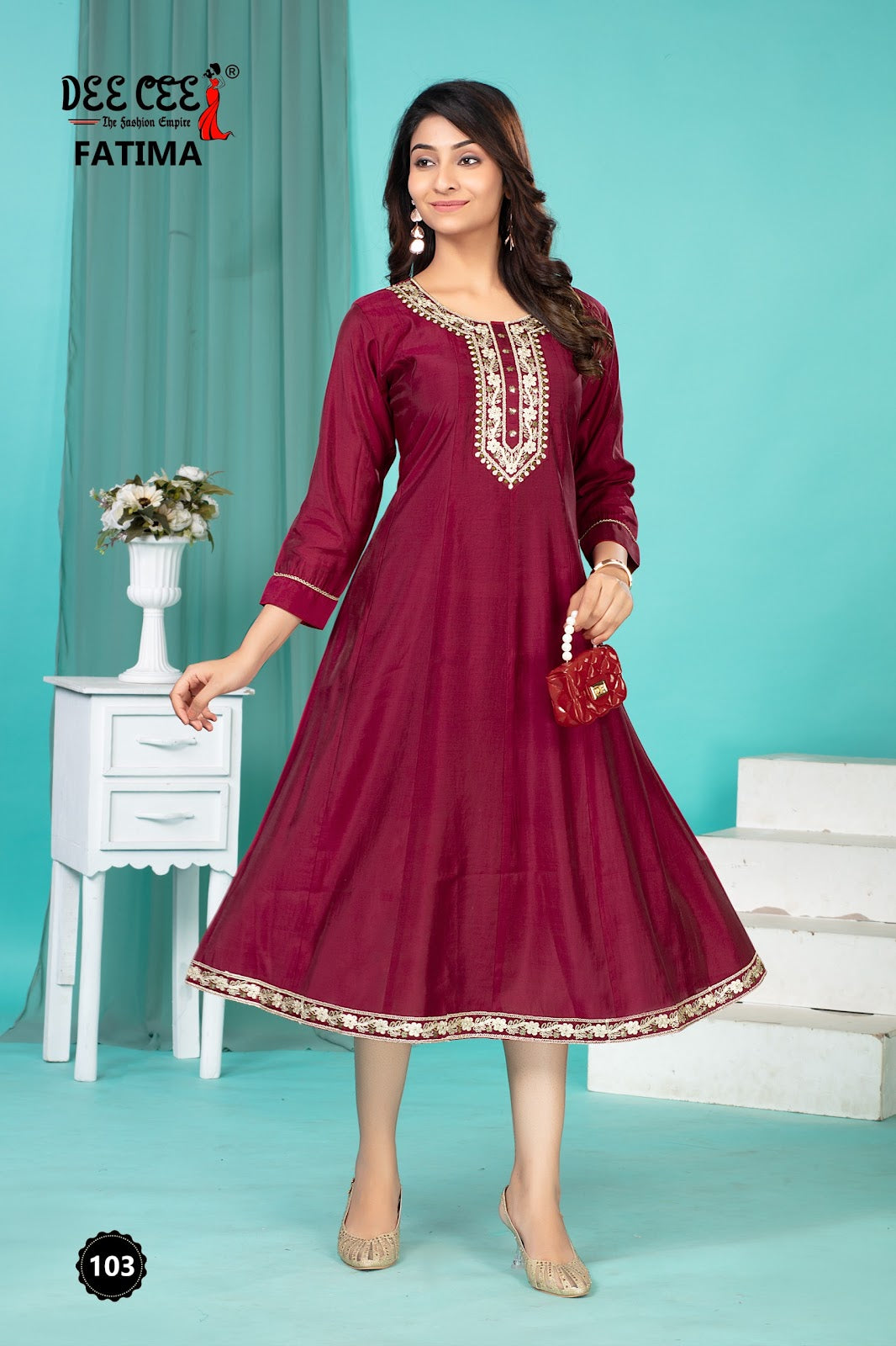 Fatima Deecee Roman Silk Anarkali Kurtis Wholesaler Gujarat