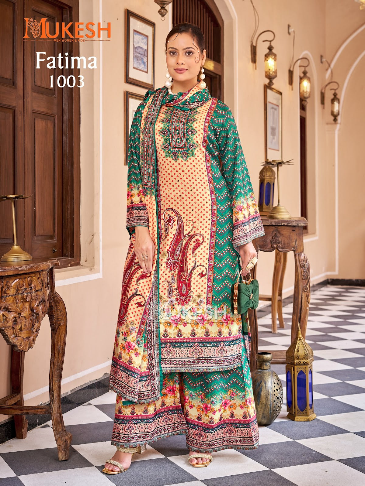 Fatima Mukesh Banwery Crape Silk Pakistani Readymade Suits Supplier