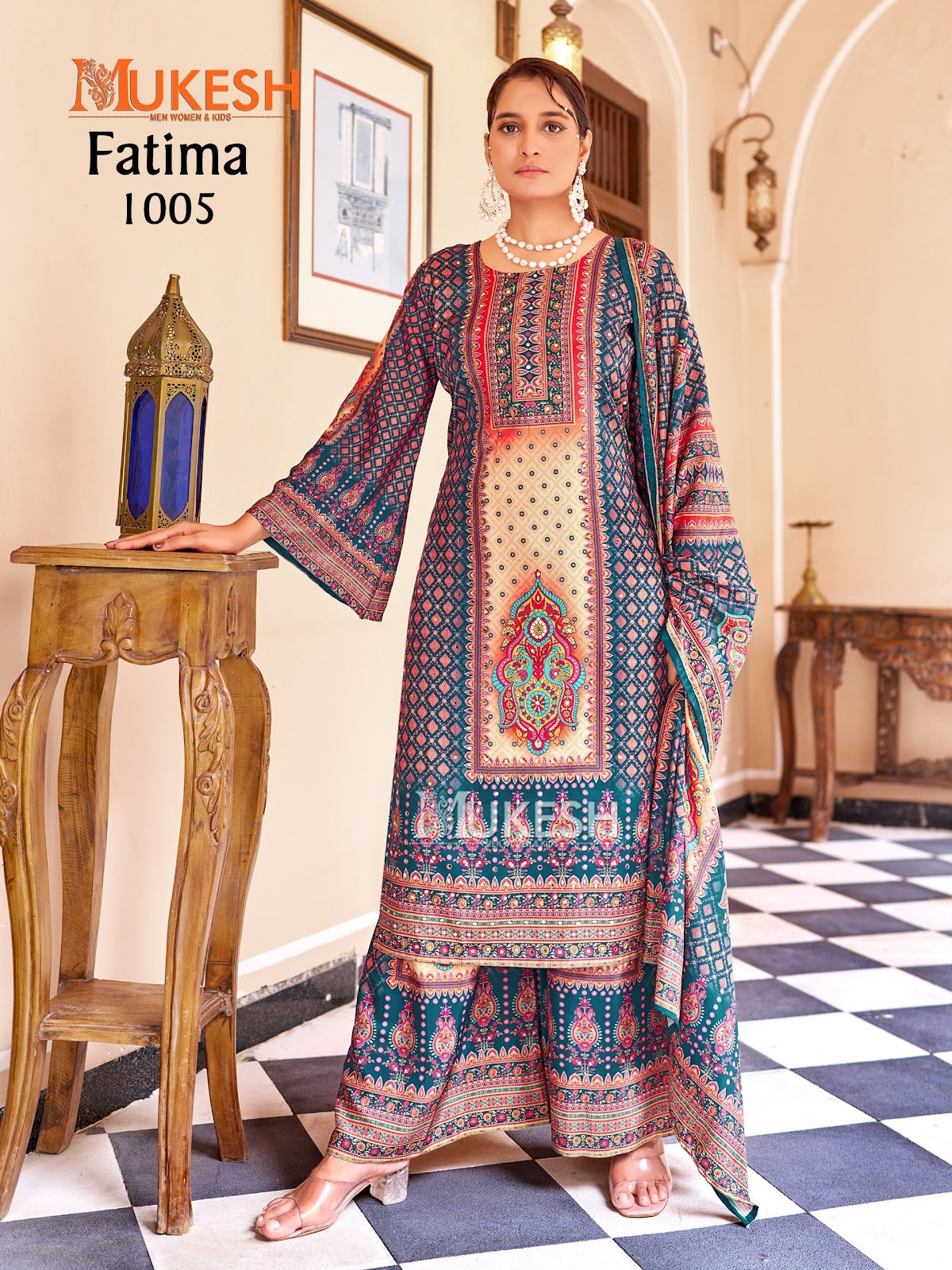 Fatima Mukesh Banwery Crape Silk Pakistani Readymade Suits Supplier