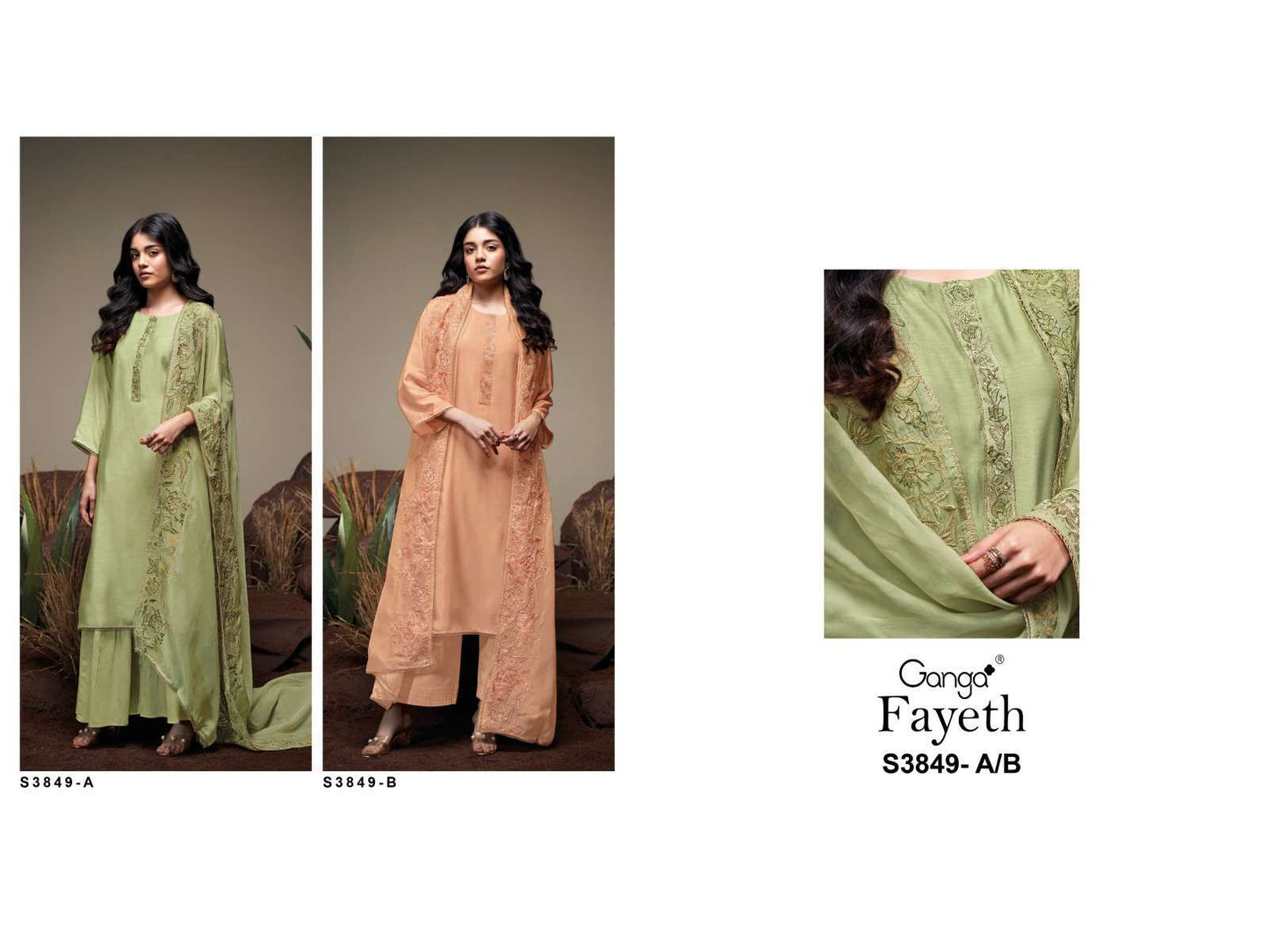 Fayeth 3849 Ganga Premium Bemberg Plazzo Style Suits Wholesale Price