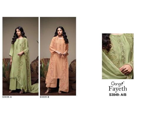 Fayeth 3849 Ganga Premium Bemberg Plazzo Style Suits Wholesale Price