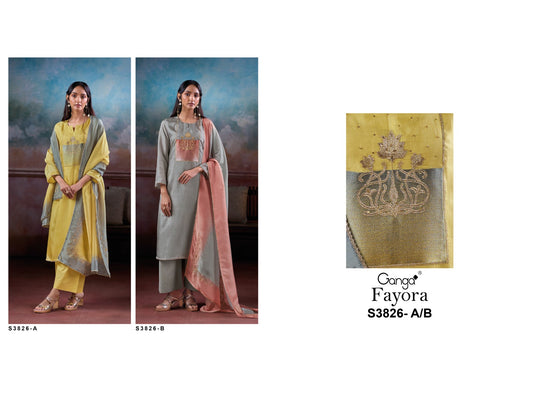 Fayora 3826 Ganga Premium Bemberg Plazzo Style Suits Exporter Gujarat