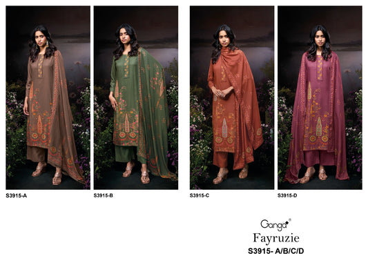Fayruzie 3915 Ganga Pashmina Suits Exporter Gujarat