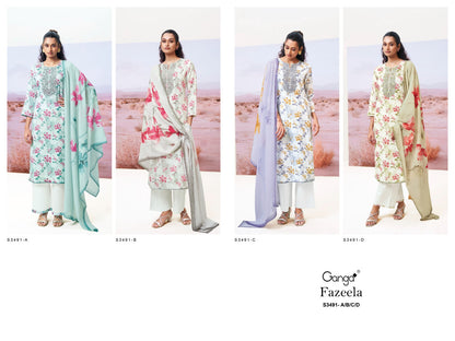 Fazeela 3491 Ganga Premium Cotton Plazzo Style Suits Wholesale