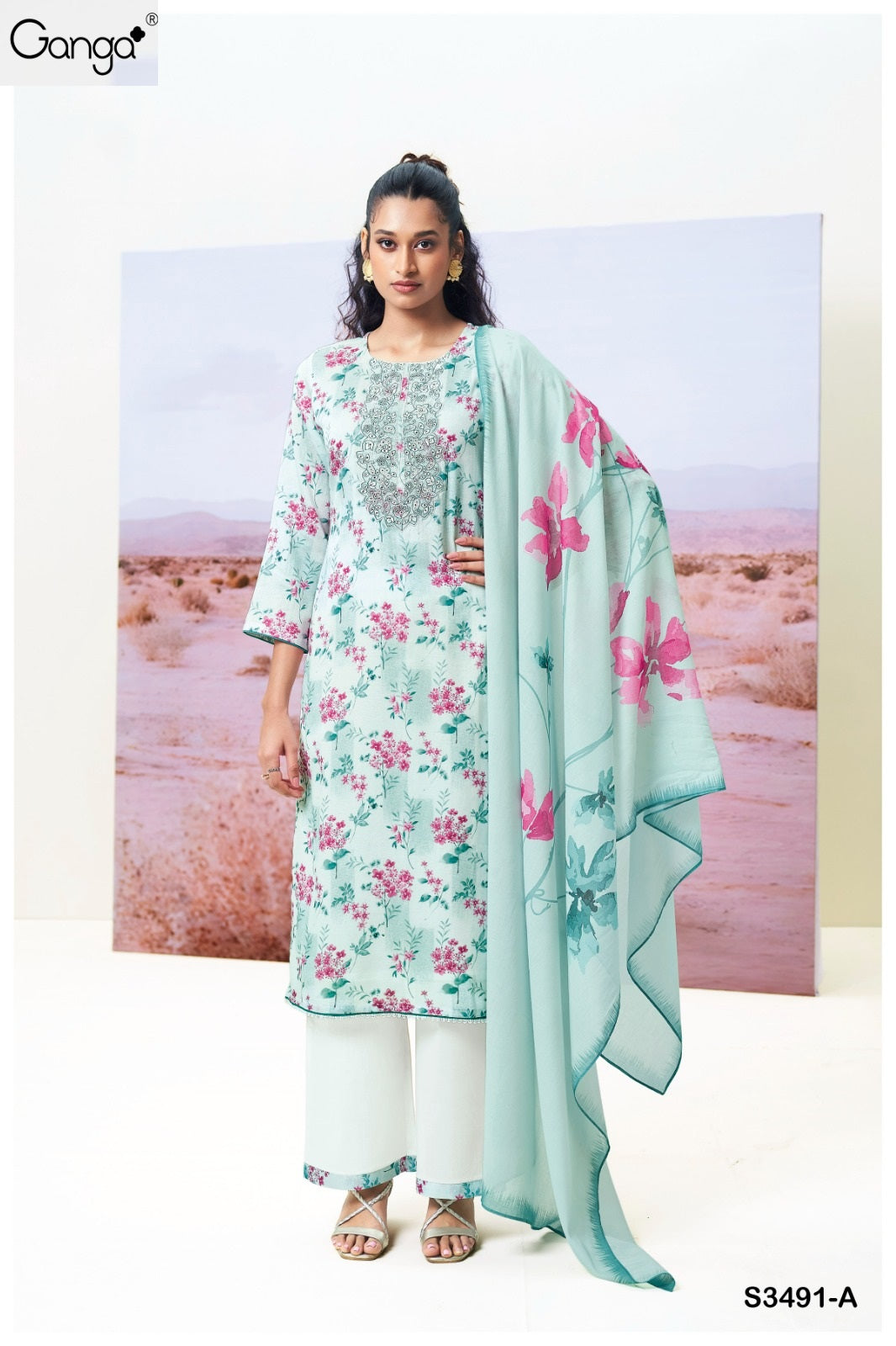 Fazeela 3491 Ganga Premium Cotton Plazzo Style Suits Wholesale