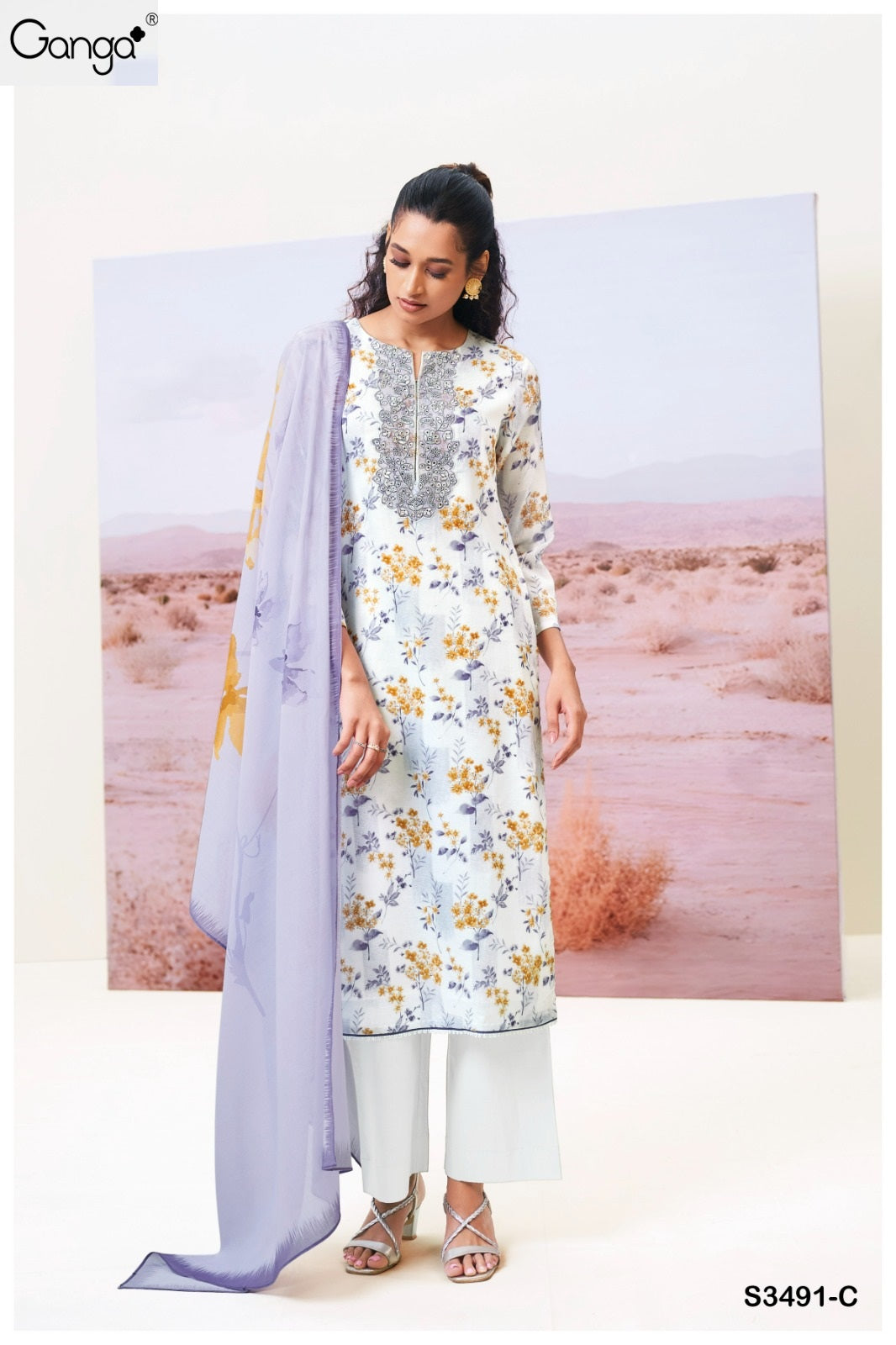 Fazeela 3491 Ganga Premium Cotton Plazzo Style Suits Wholesale