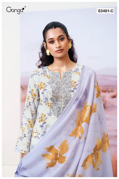 Fazeela 3491 Ganga Premium Cotton Plazzo Style Suits Wholesale