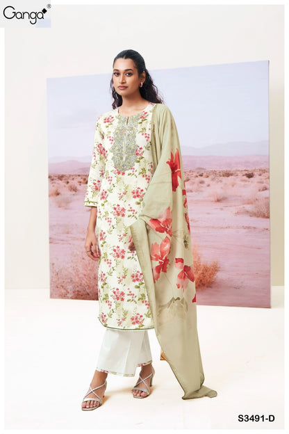 Fazeela 3491 Ganga Premium Cotton Plazzo Style Suits Wholesale